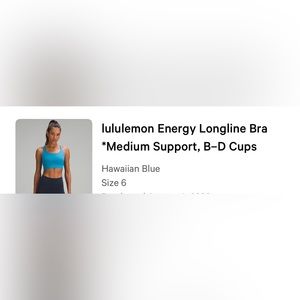 Lululemon Energy Longline Medium Support Sports Bra